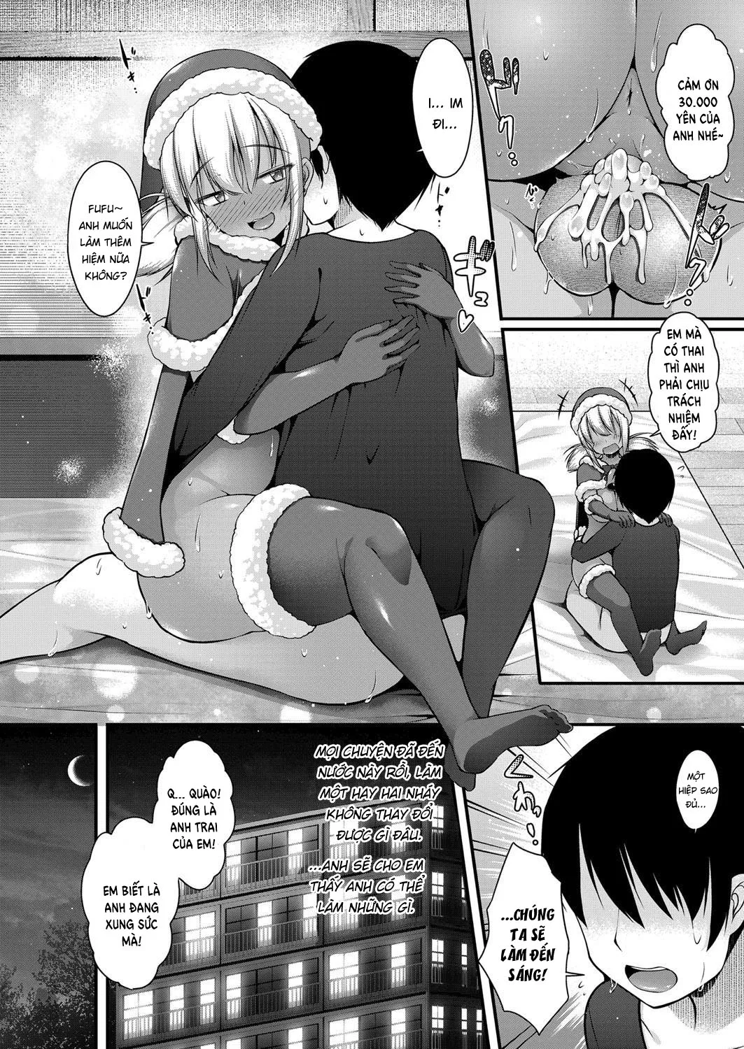 HentaiVN.net - Ảnh 18 - Chịch em gái mặc đồ Noel [Inaka kara Oshikakete Kita Santa Cos Shita Kuro Gal JK na Imouto to Papakatsu Shite Shimatta Hanashi ; 田舎からおしかけてきたサンタコスした黒ギャルJKな妹とパパ活してしまった話] - Oneshot