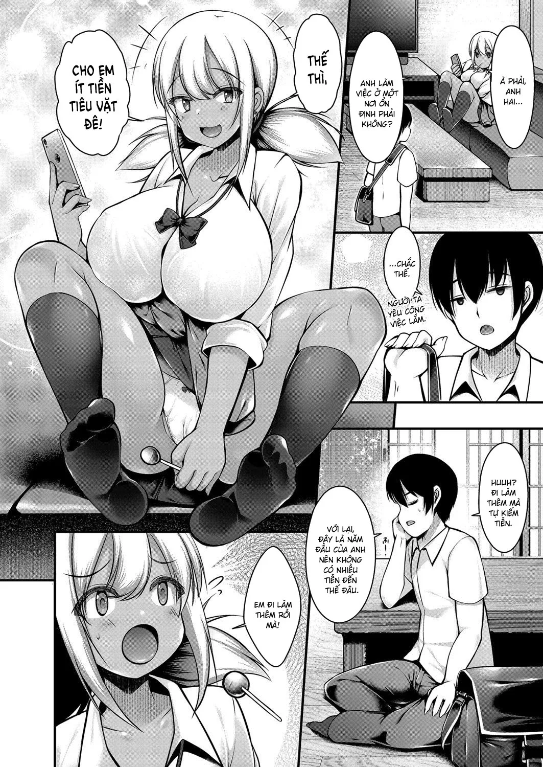 HentaiVN.net - Ảnh 8 - Tôi trả tiền cho em gái để được chịch [Inaka ni Kisei Shita Boku ga Kuro Gal JK na Imouto to Papakatsu Shite Shimatta Hanashi ; 田舎に帰省した僕が黒ギャルJKな妹とパパ活してしまった話] - Oneshot
