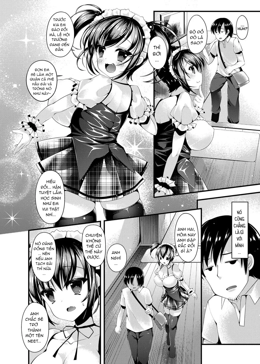 HentaiVN.net - Ảnh 3 - Maid Sugata no Bakunyuu Imouto ni Nazo no Drink de Kyousei Hatsujou Saserareru Boku - Oneshot