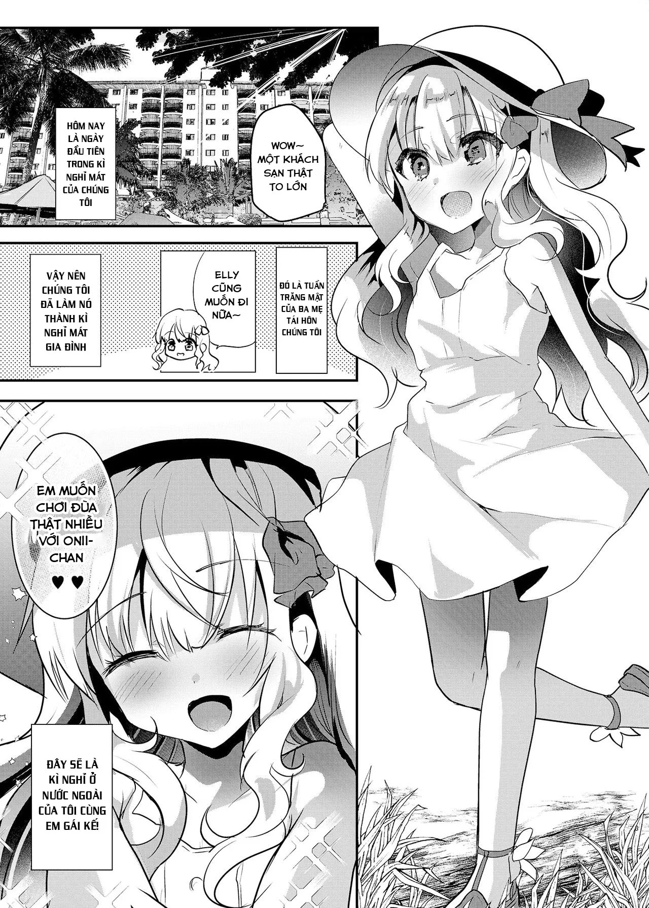 HentaiVN.net - Ảnh 4 - Em gái Elly-chan dễ thương [Amaenbo Imouto Elly-chan; 甘えんぼ義妹エリィちゃん; Gimai Elly-chan to Love Love Cosplay H; Imouto Elly-chan to Honeymoon Vacances] - Chap 2: Elly và kì nghỉ tuần trăng mật