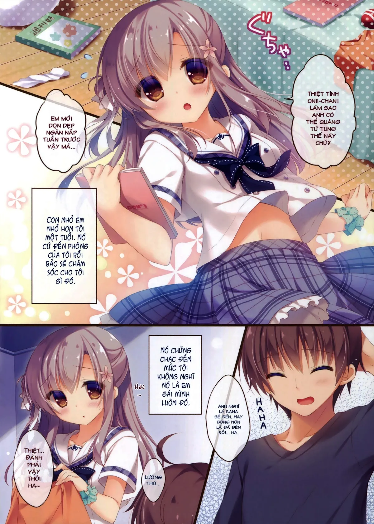 HentaiVN.net - Ảnh 3 - Cứ để việc chăm sóc anh hai cho em nhé [Onii-chan Osewa wa Watashi ni Makasete ne, お兄ちゃんお世話は私に任せてね] - Chương 1