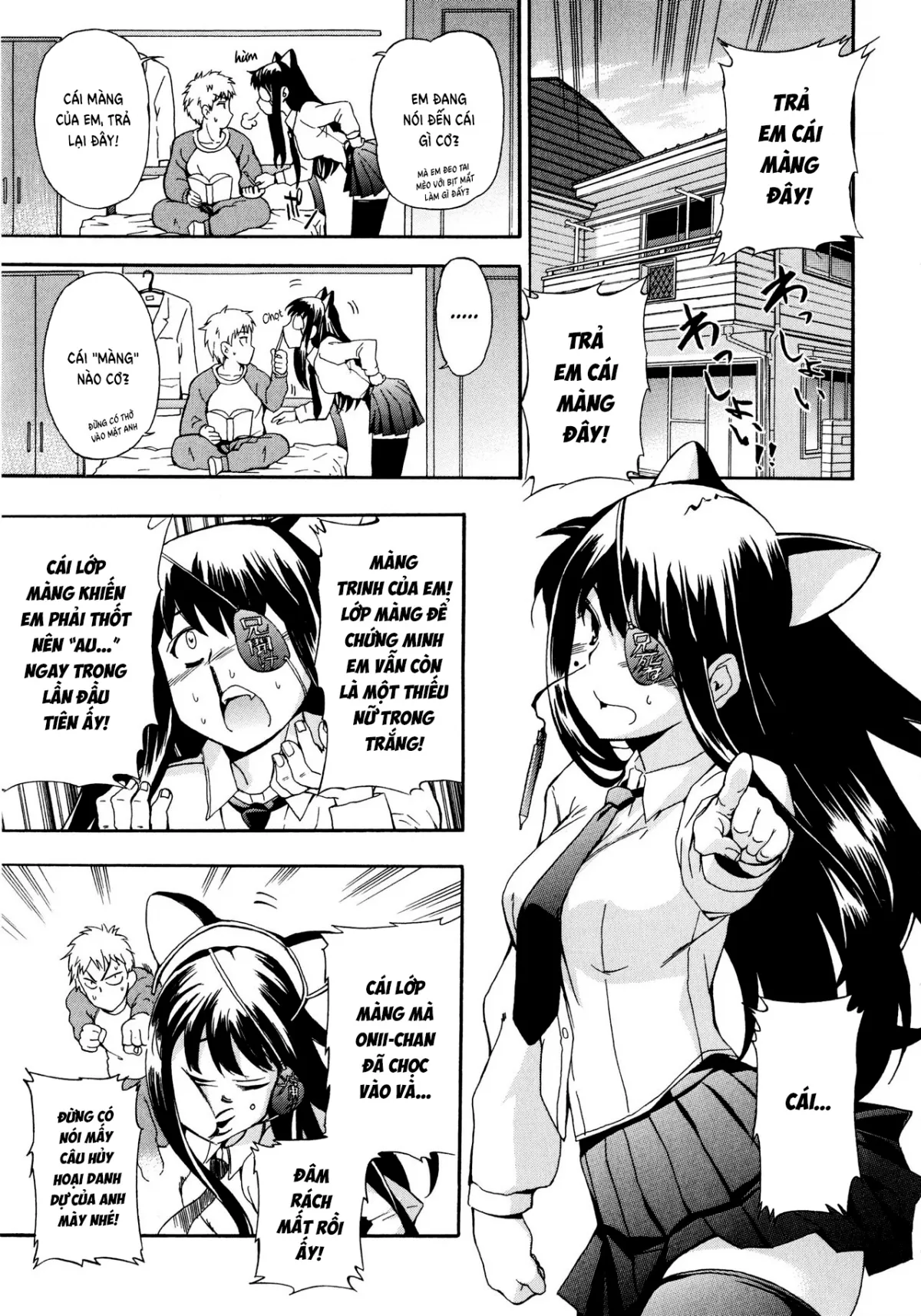 HentaiVN.net - Ảnh 5 - My Fucked-in-the-Head Younger Sister Comes in, Wearing Cat Ears and an Eyepatch [Atama no Okashii Imouto wa Gantai Nekomimi de Yattekuru] - Oneshot