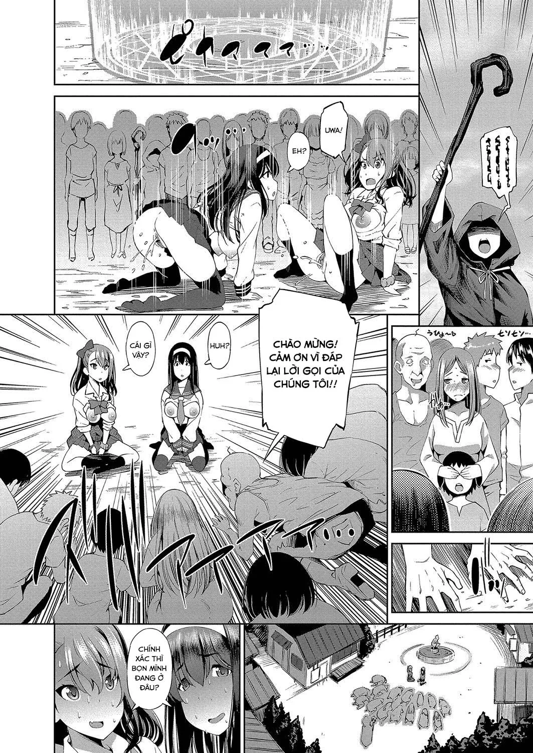HentaiVN.net - Ảnh 4 - Hai gái làng chơi được triệu hồi để hiến tế cho bọn Goblin [Isekai Enkou Oyajigari JK to Hanshokuki no Goblin] - Oneshot