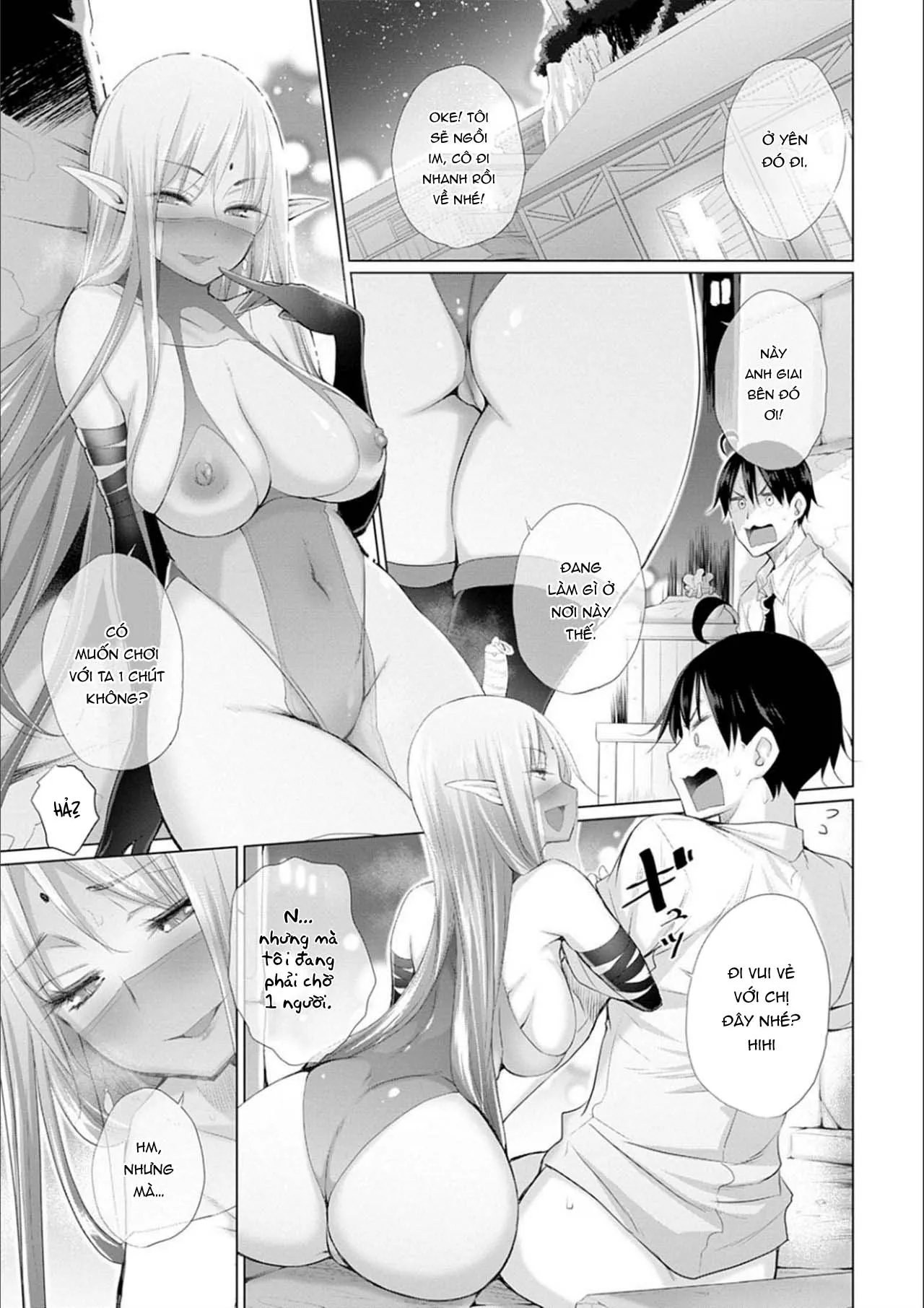 HentaiVN.net - Ảnh 4 - Sau Khi Chuyển Sinh Tôi Thịt Cả Thế Giới [Isekai De Onnanoko No Onaneta Ga Mieru Nouryoku o Teniireta Ore Ga Sore Dake o Buki Ni Sekai Wo Sukuu] - Chap 5: Dục cảnh của chị gái dark elf