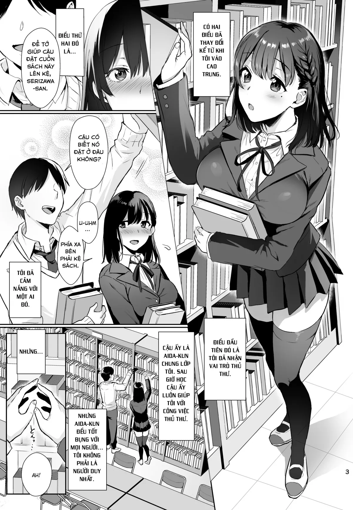 HentaiVN.net - Ảnh 3 - Toshoshitsu no Kanojo [Seiso na Kimi ga Ochiru made ; 図書室ノ彼女～清楚ナ君ガ堕チルマデ] - Ch.1
