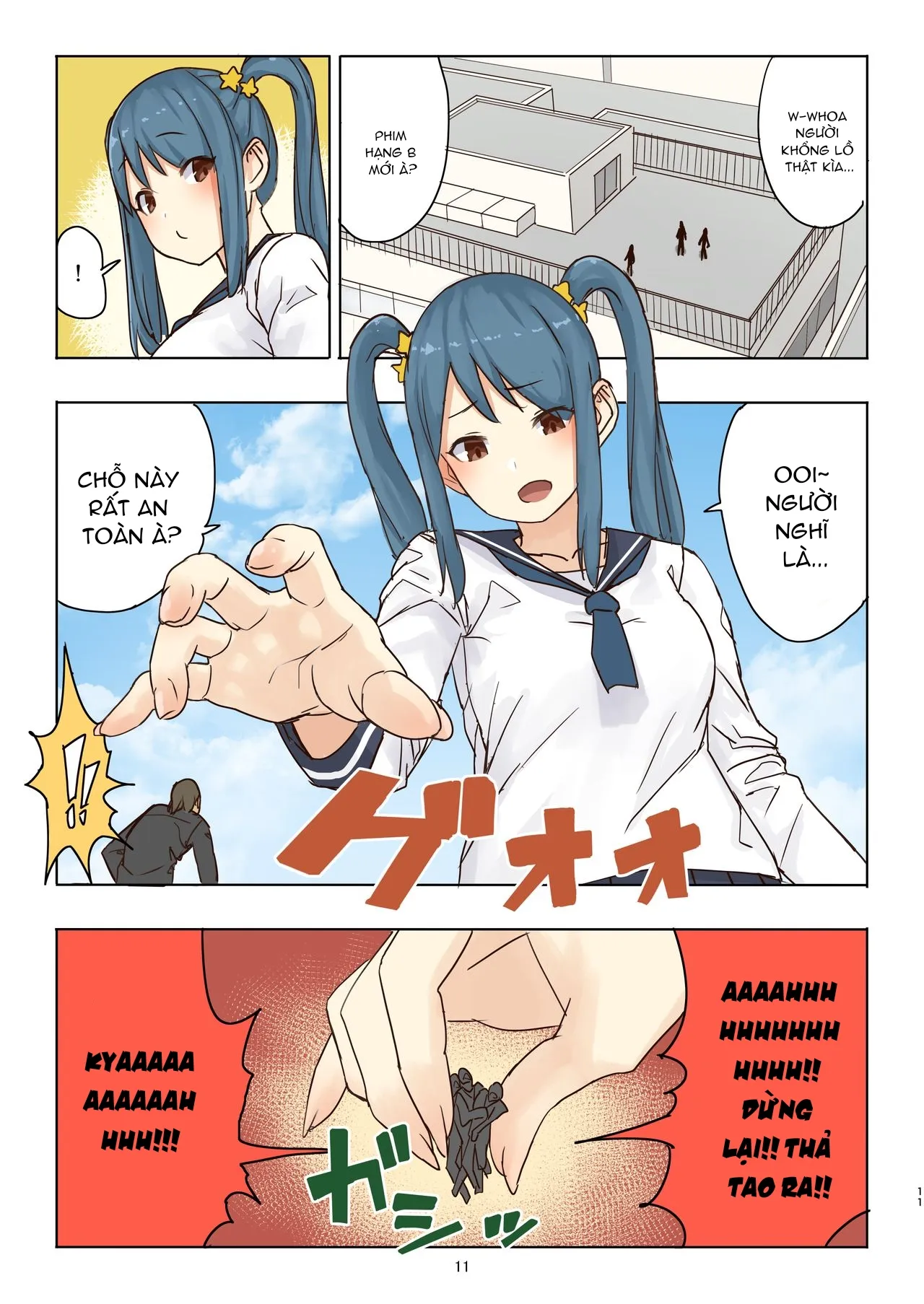 HentaiVN.net - Ảnh 11 - Tiết mục tàn sát người của bé Fondue [残酷巨大娘フォンデュちゃんのえっちな虐殺] - Chap 1