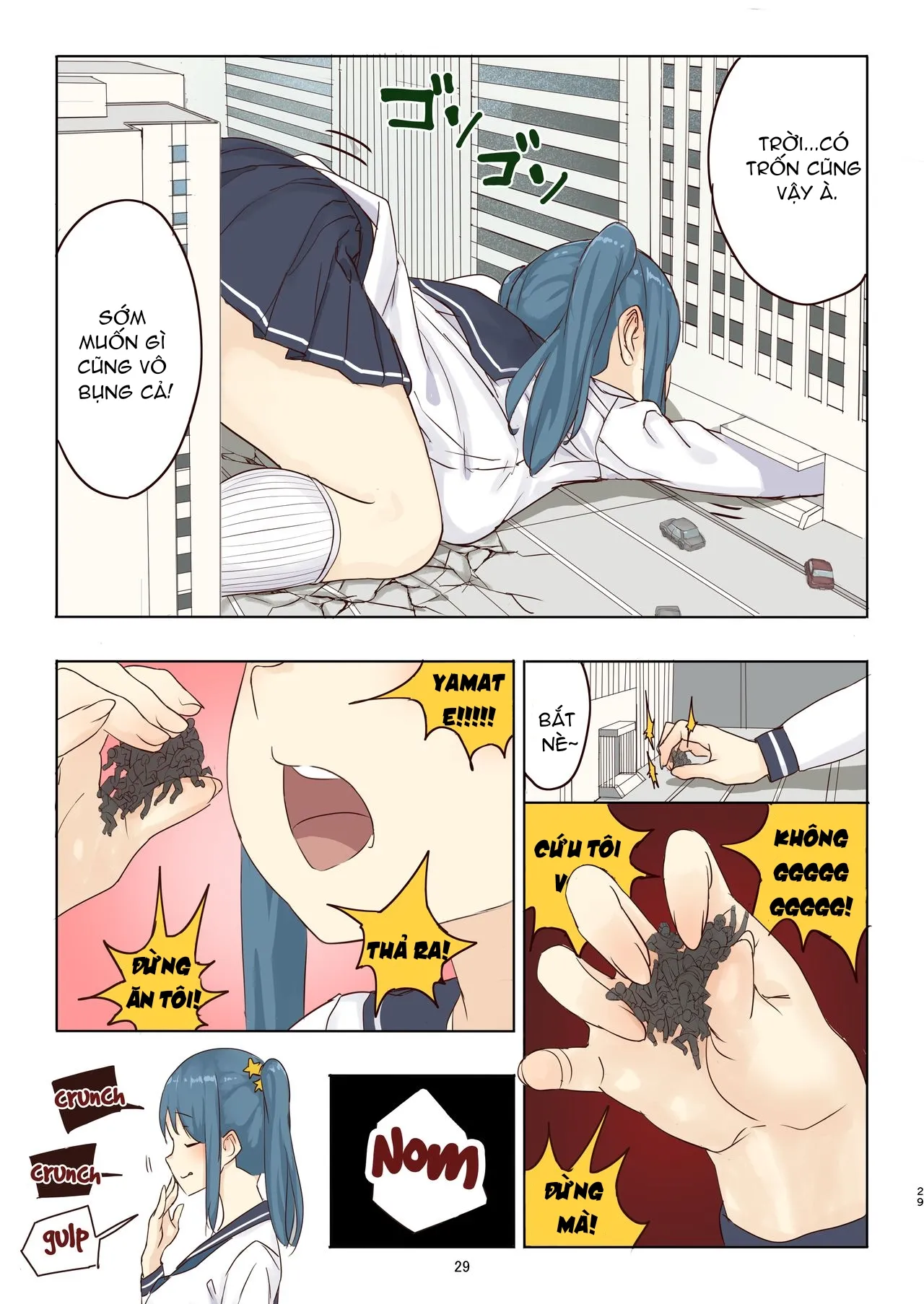 HentaiVN.net - Ảnh 5 - Tiết mục tàn sát người của bé Fondue [残酷巨大娘フォンデュちゃんのえっちな虐殺] - Chap 2