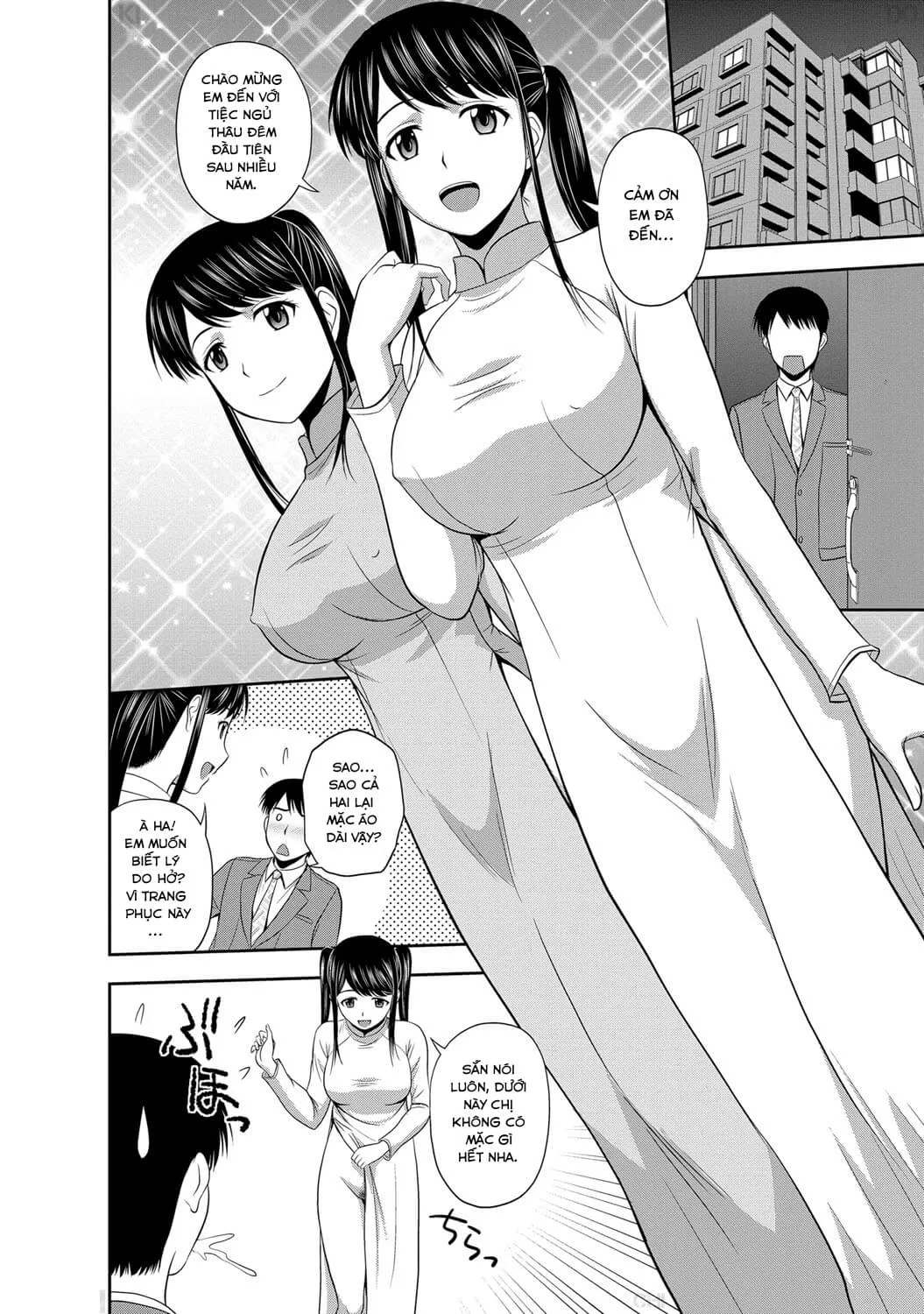 HentaiVN.net - Ảnh 11 - Tiệc Ngủ Qua Đêm Cùng Hai Chị Em Áo Dài [Mild Mint; 大人のお泊り会] - Oneshot