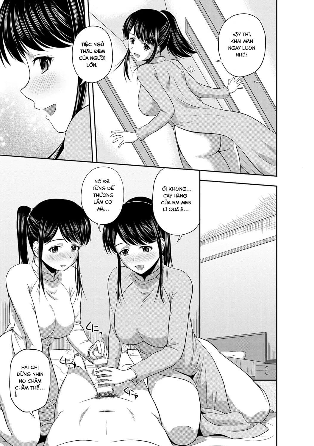 HentaiVN.net - Ảnh 12 - Tiệc Ngủ Qua Đêm Cùng Hai Chị Em Áo Dài [Mild Mint; 大人のお泊り会] - Oneshot