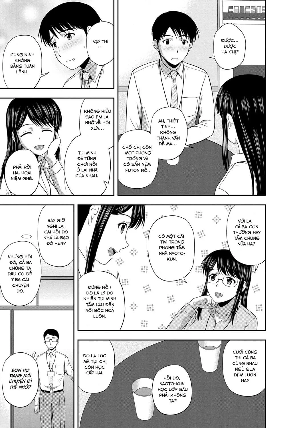HentaiVN.net - Ảnh 8 - Tiệc Ngủ Qua Đêm Cùng Hai Chị Em Áo Dài [Mild Mint; 大人のお泊り会] - Oneshot