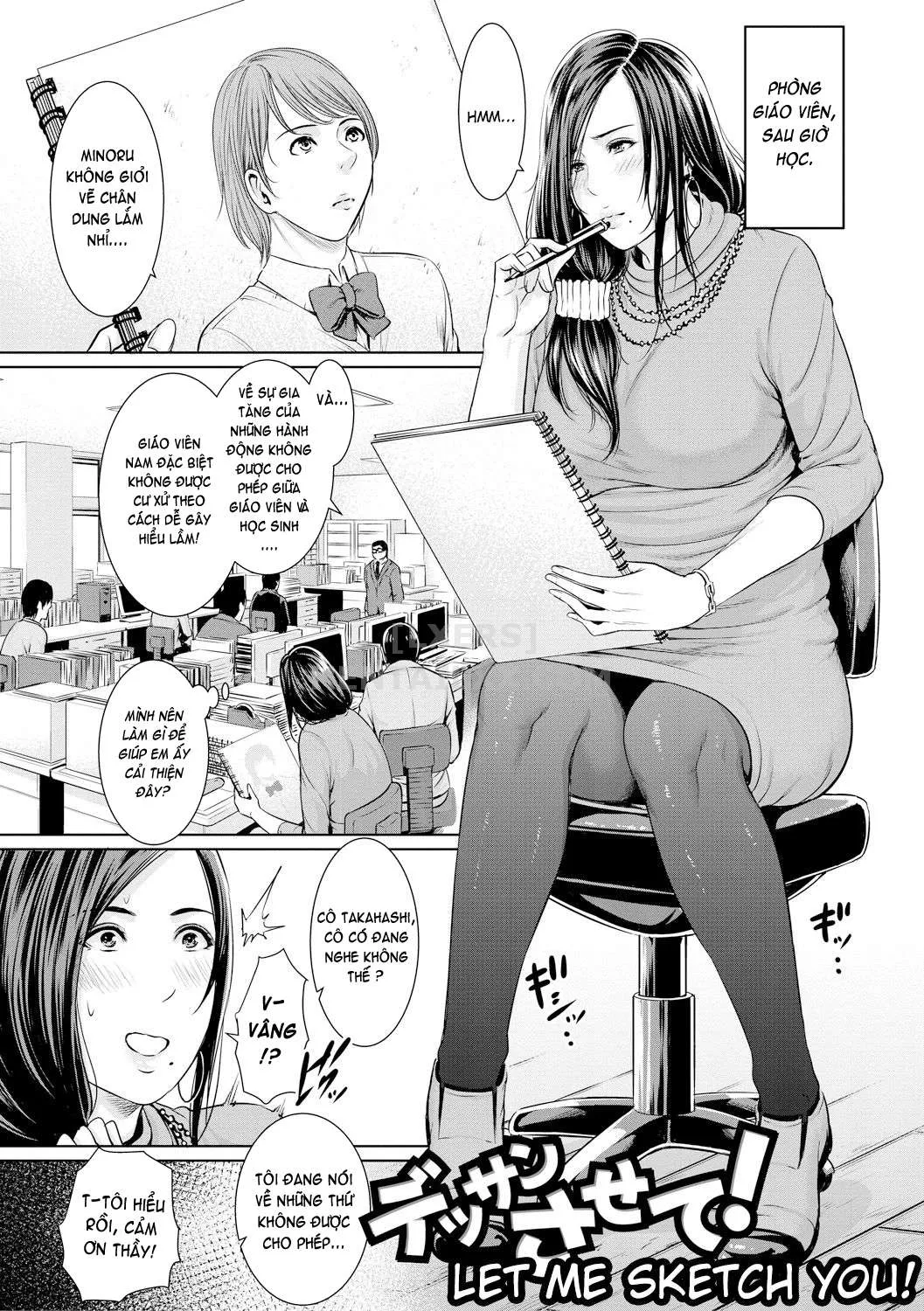 HentaiVN.net - Ảnh 11 - Sensei wa Seiyoku o Osaerarenai [Insatiably Lustful Teachers] - Chap 1 - Let me Sketch you!