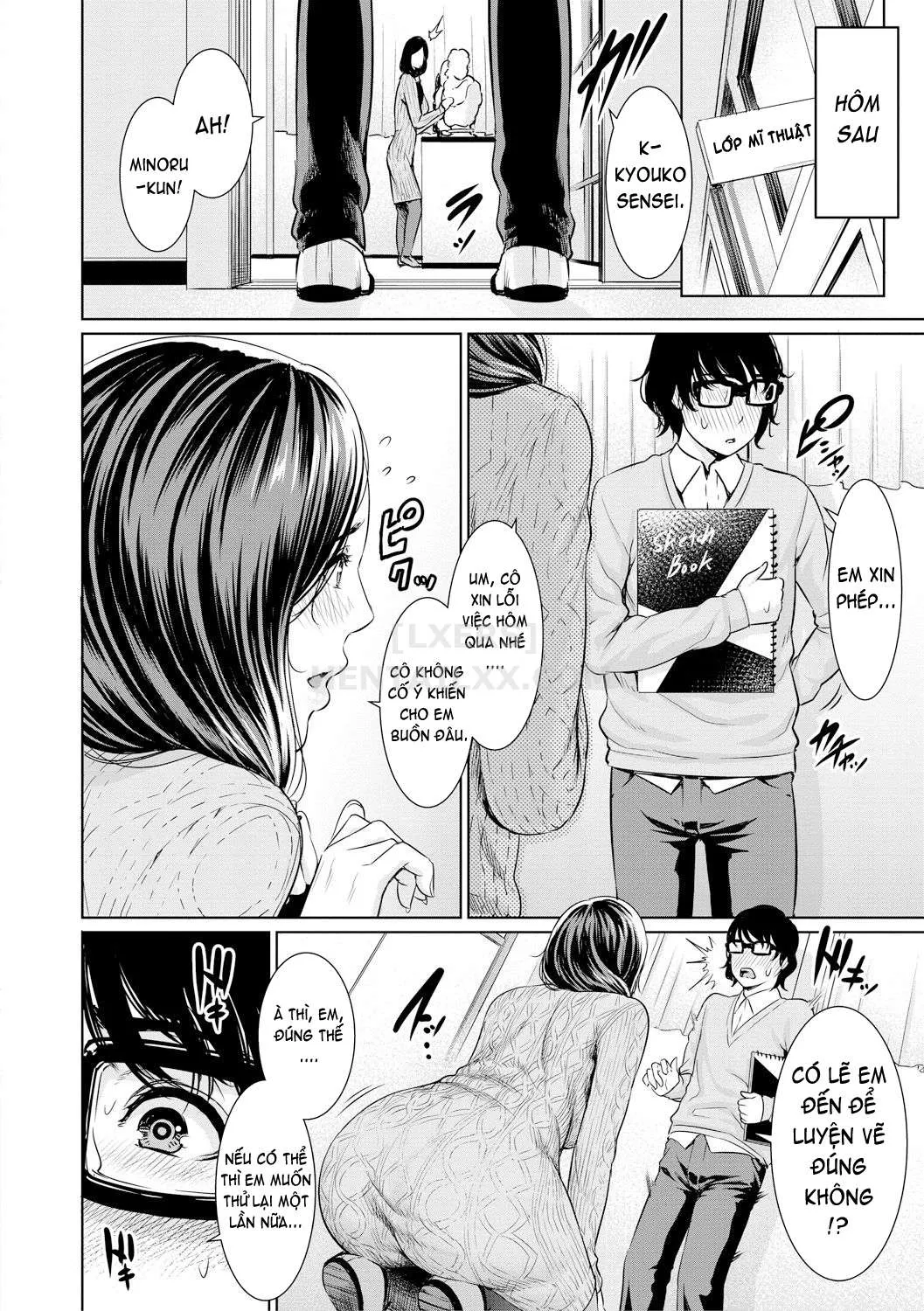 HentaiVN.net - Ảnh 16 - Sensei wa Seiyoku o Osaerarenai [Insatiably Lustful Teachers] - Chap 1 - Let me Sketch you!