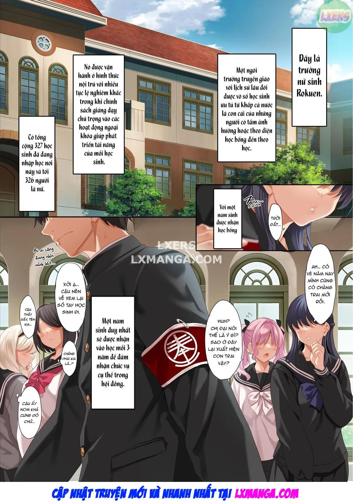 HentaiVN.net - Ảnh 5 - ogakkou de Otoko Hitori na node Kousoku de Seiyoku no Hakeguchi ni Sareru Nichijou [The Only Guy at an All Girls Academy is Obligated to PUT OUT ~Sex Service Stallion Duty~] - Chap 1