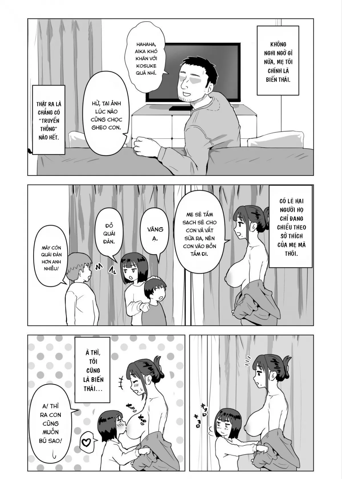 HentaiVN.net - Ảnh 15 - Uchi de wa Kazoku Sex wa Joushiki Rashii - Chap 1