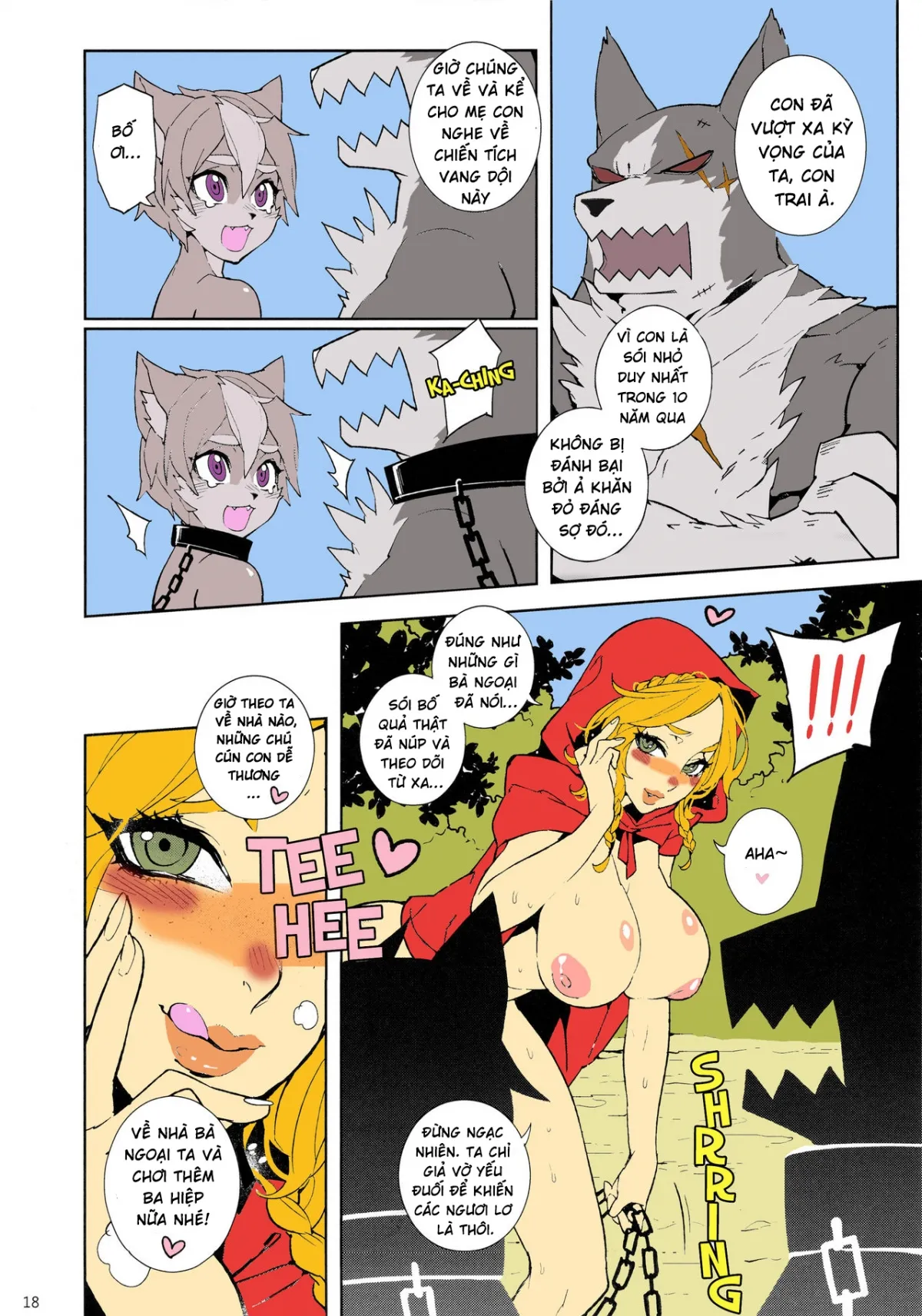HentaiVN.net - Ảnh 19 - Cô bé quàng khăn đỏ-Chuyện cổ tích [Childhood Destruction - Big Red Riding Hood and The Little Wolf] - Oneshot