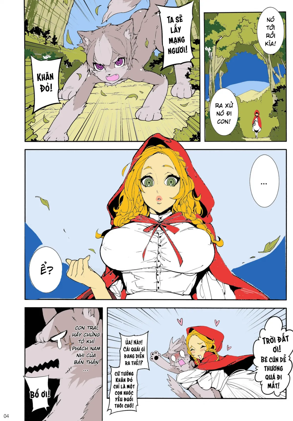 HentaiVN.net - Ảnh 6 - Cô bé quàng khăn đỏ-Chuyện cổ tích [Childhood Destruction - Big Red Riding Hood and The Little Wolf] - Oneshot