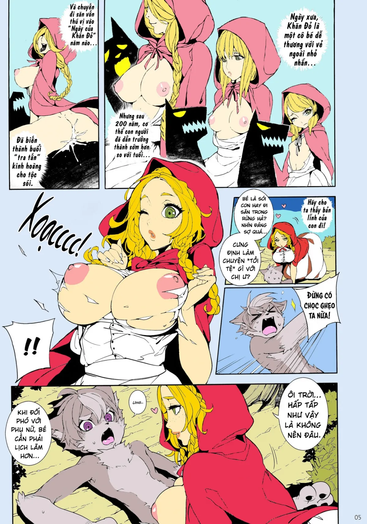 HentaiVN.net - Ảnh 7 - Cô bé quàng khăn đỏ-Chuyện cổ tích [Childhood Destruction - Big Red Riding Hood and The Little Wolf] - Oneshot