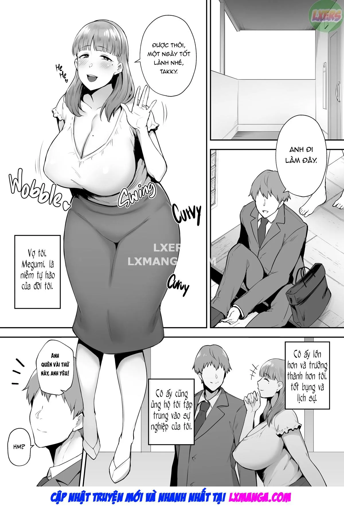 HentaiVN.net - Ảnh 3 - Netorareta Bakunyuu Ottori Tsuma Megumi - Chap 1