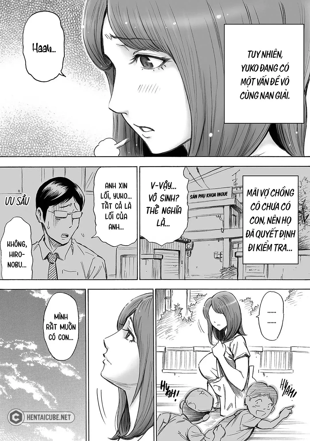 HentaiVN.net - Ảnh 4 - Toàn thị trấn giúp một người vợ có thai [Aka-chan ga Hoshii Hitozuma o Chounai Minna de Haramaseyou; Let The Whole Town Impregnate A Wife Who Wants A Child] - Chap 1