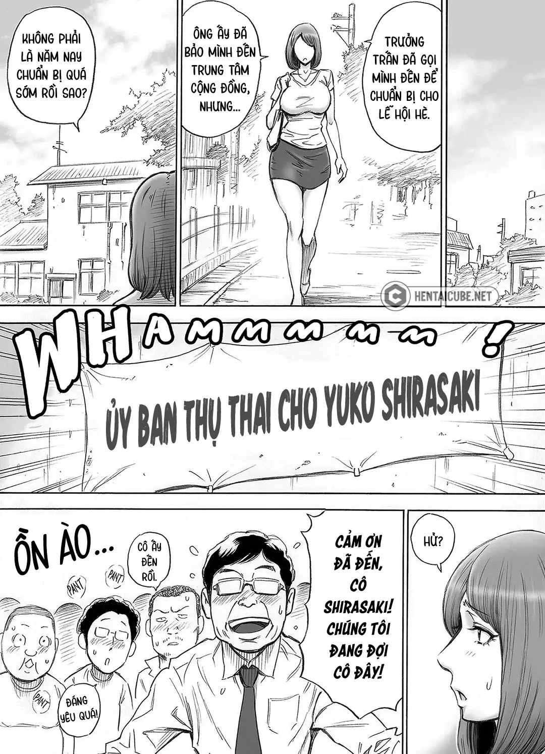 HentaiVN.net - Ảnh 6 - Toàn thị trấn giúp một người vợ có thai [Aka-chan ga Hoshii Hitozuma o Chounai Minna de Haramaseyou; Let The Whole Town Impregnate A Wife Who Wants A Child] - Chap 1