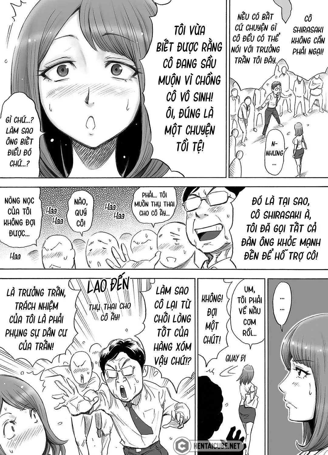 HentaiVN.net - Ảnh 7 - Toàn thị trấn giúp một người vợ có thai [Aka-chan ga Hoshii Hitozuma o Chounai Minna de Haramaseyou; Let The Whole Town Impregnate A Wife Who Wants A Child] - Chap 1