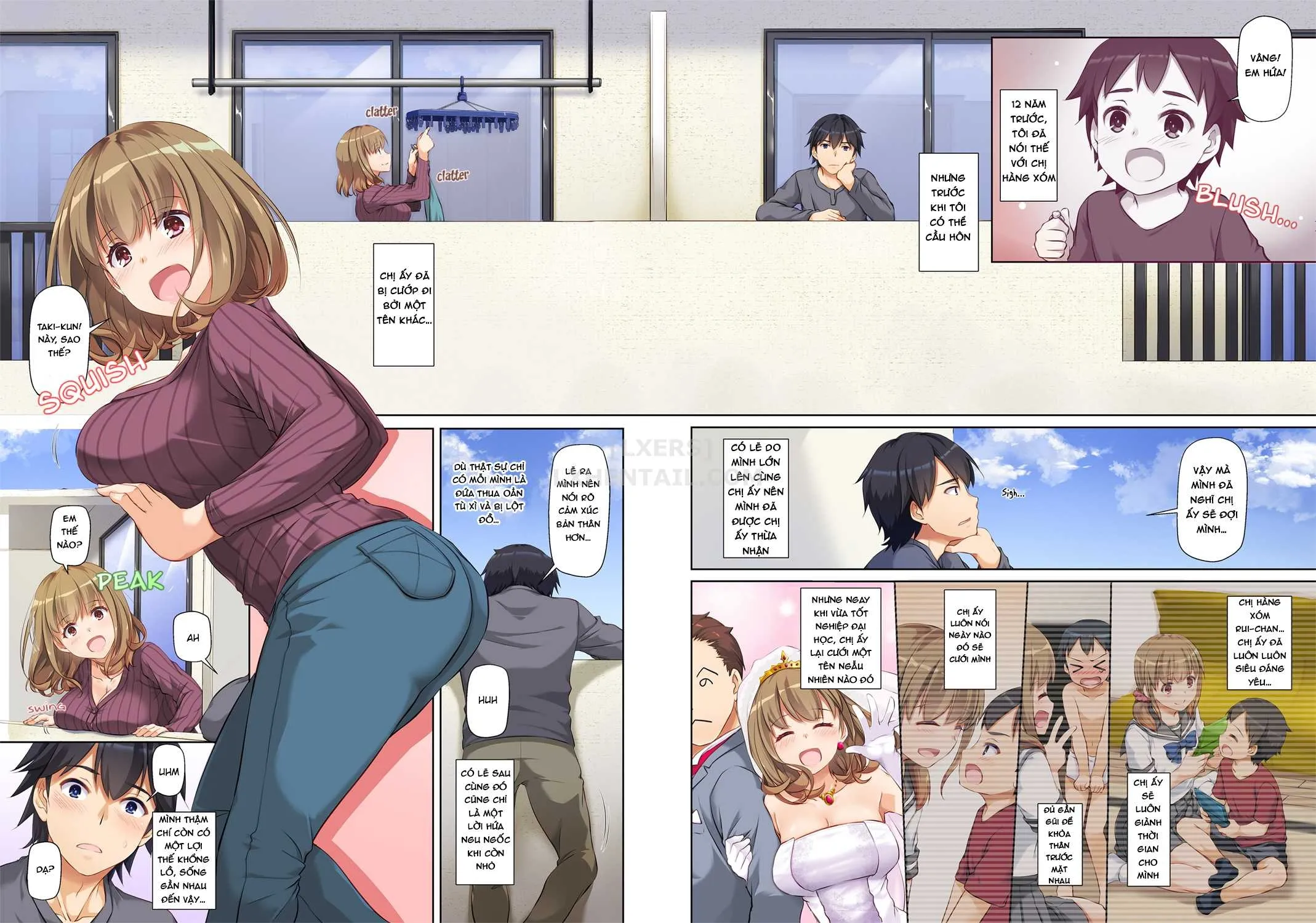 HentaiVN.net - Ảnh 3 - Hitozuma Osananajimi to Hitonatsu no Dekigoto [人妻幼馴染とひと夏のできごと] - Chap 1