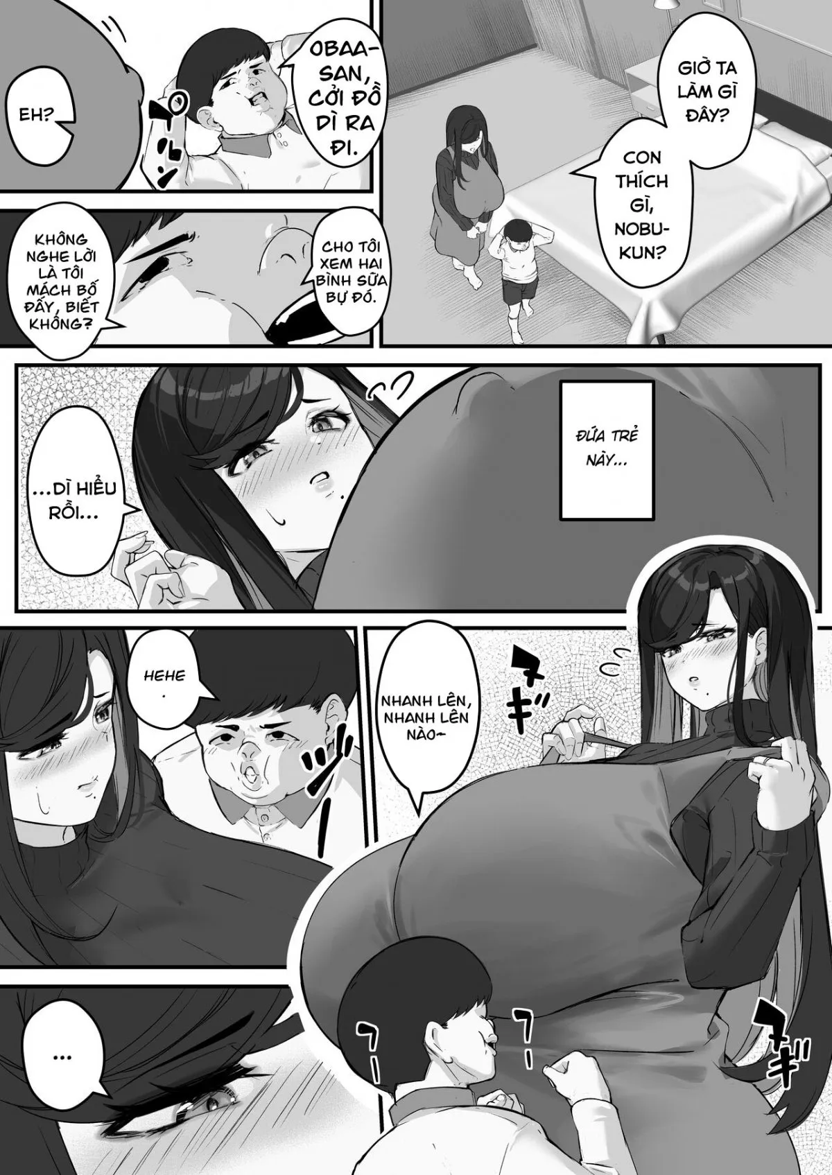 HentaiVN.net - Ảnh 14 - Vợ tôi làm cái bồn chứa tinh cho thằng ranh con dâm tặc [Tare Deka Chounyuu no Hitozuma wa Chibi Erogaki no Nikubenki, My Big Titted Sagging Wife Is The Meat Toilet Of A Pipsqueak Pervert Brat] - Oneshot