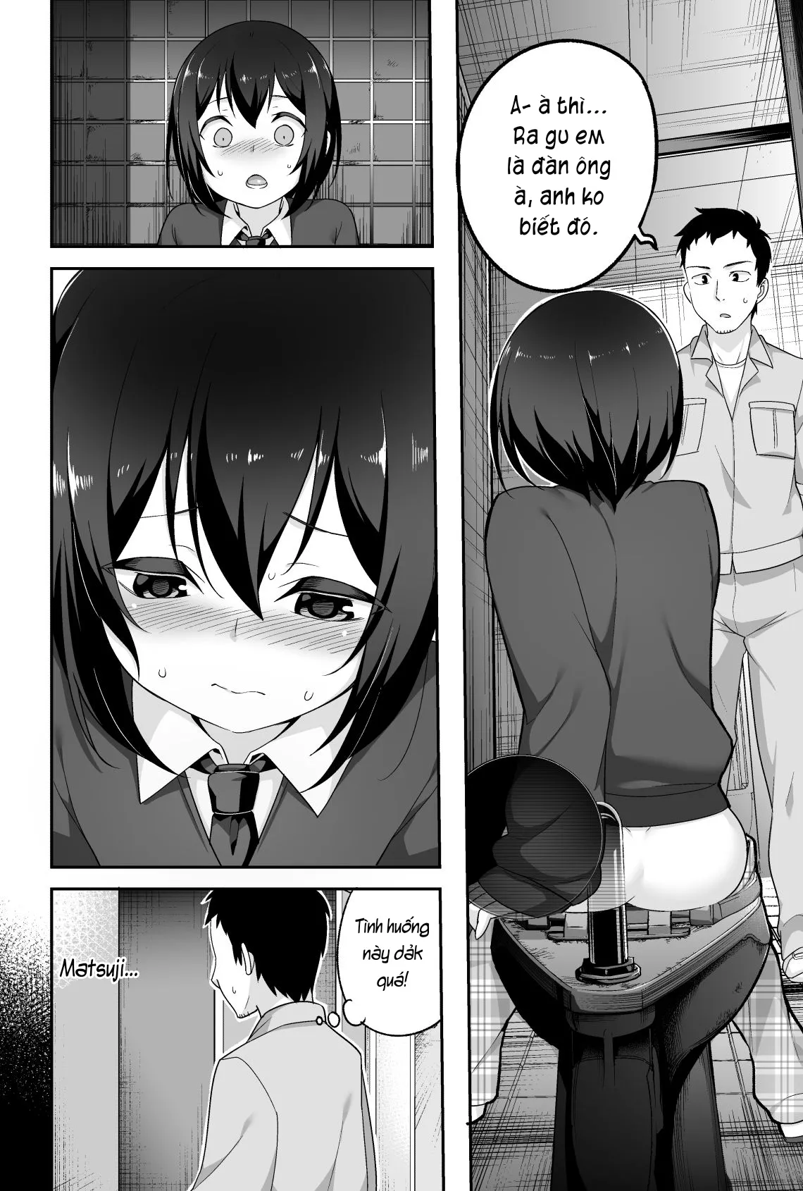 HentaiVN.net - Ảnh 5 - Anh bảo vệ may mắn và em học sinh xui xẻo. [Doeroi Shota ga Ore no Yome ~Kenage na Seiyoku Shori Gangu~] - Chap 1: Bắt quả tang nha.