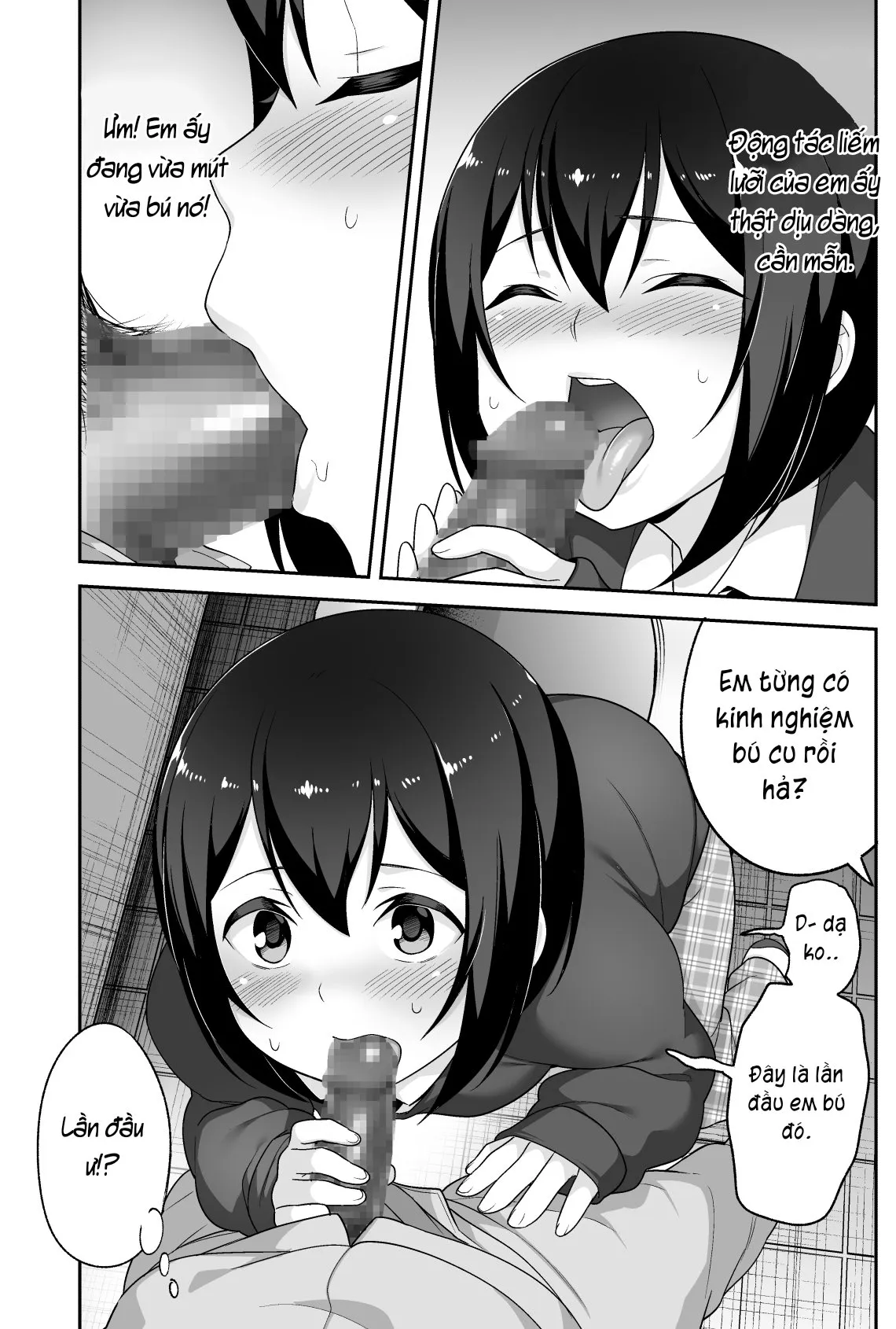 HentaiVN.net - Ảnh 5 - Anh bảo vệ may mắn và em học sinh xui xẻo. [Doeroi Shota ga Ore no Yome ~Kenage na Seiyoku Shori Gangu~] - Chap 2: Tập bú cu.