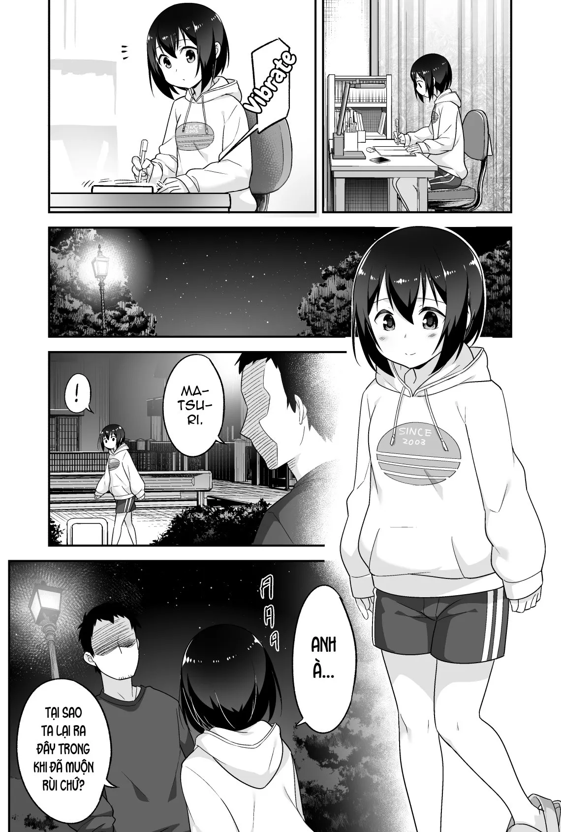HentaiVN.net - Ảnh 4 - Anh bảo vệ may mắn và em học sinh xui xẻo. [Doeroi Shota ga Ore no Yome ~Kenage na Seiyoku Shori Gangu~] - Chap 5: Yêu anh, yêu em 3000.
