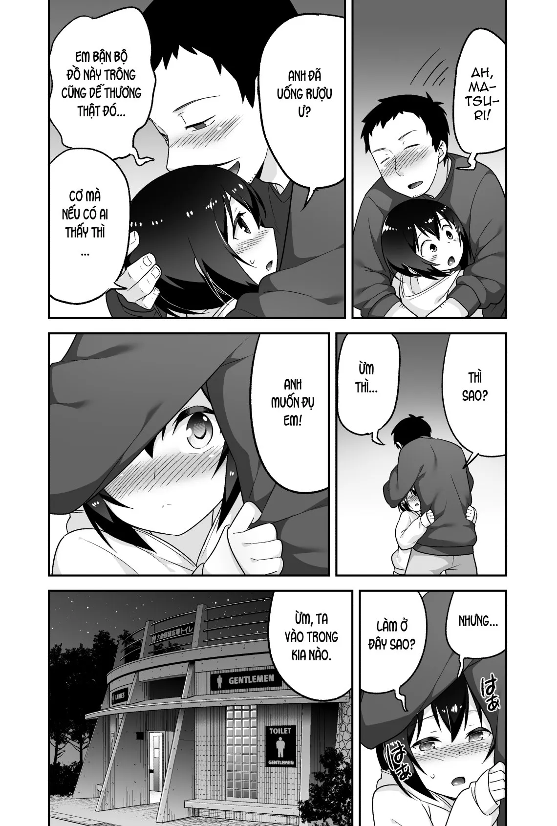 HentaiVN.net - Ảnh 5 - Anh bảo vệ may mắn và em học sinh xui xẻo. [Doeroi Shota ga Ore no Yome ~Kenage na Seiyoku Shori Gangu~] - Chap 5: Yêu anh, yêu em 3000.