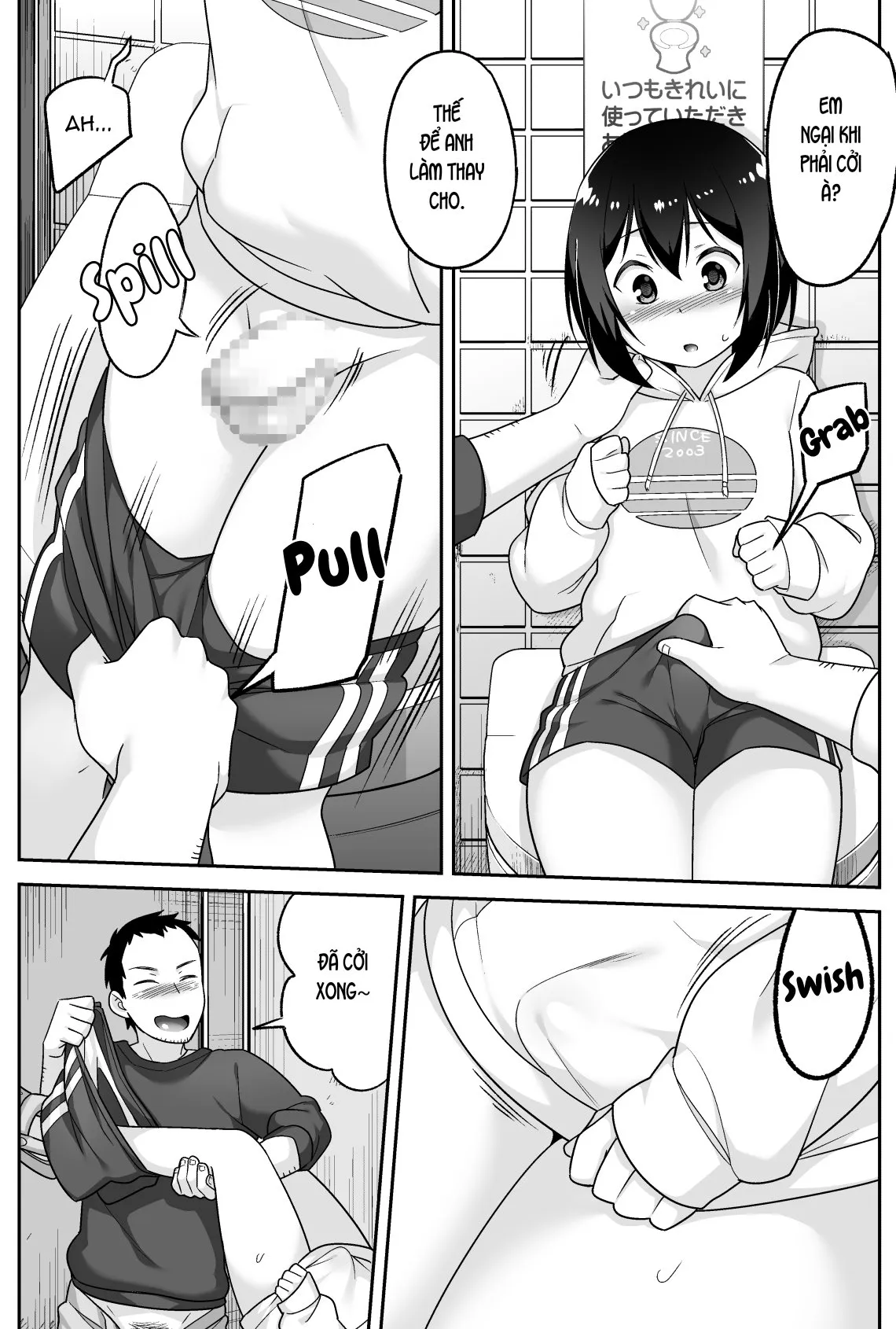 HentaiVN.net - Ảnh 7 - Anh bảo vệ may mắn và em học sinh xui xẻo. [Doeroi Shota ga Ore no Yome ~Kenage na Seiyoku Shori Gangu~] - Chap 5: Yêu anh, yêu em 3000.