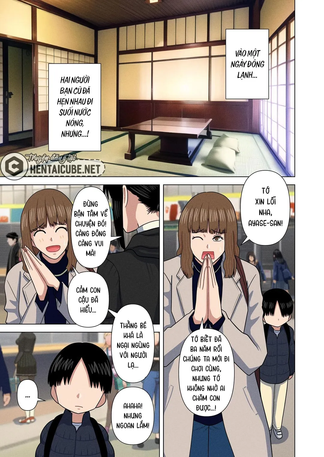 HentaiVN.net - Ảnh 4 - Chuyến đi chơi với bạn mẹ! [Oba-San To Onsen Ryokan De; Hotspring Trip With My Mom's Friend...] - Oneshot