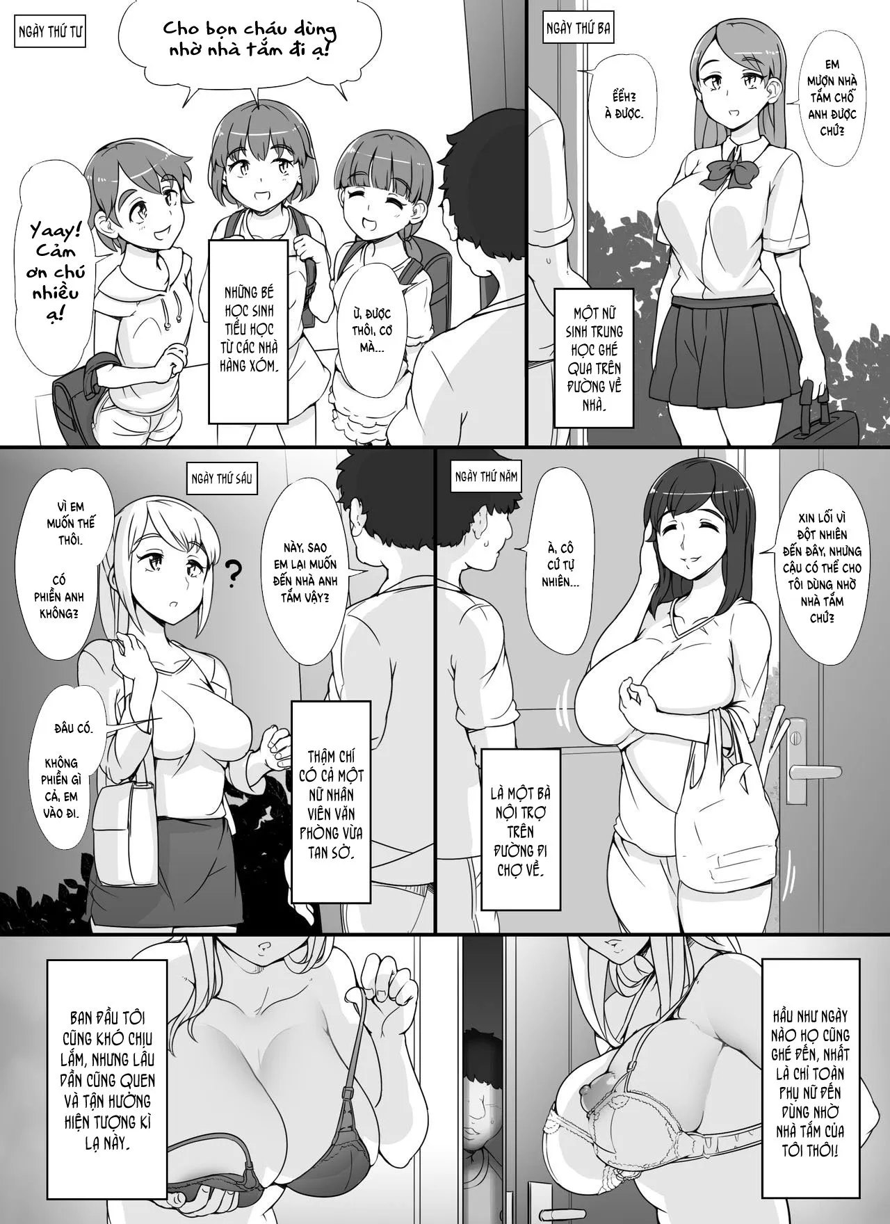 HentaiVN.net - Ảnh 7 - Dàn gái xinh trong bồn tắm [Kinjo no Onnatachi ga Nazeka Ore no Ie no Furo ni Hairi ni Kuru Ken; Những cô gái xa lạ kéo đến nhà tắm của tôi] - Chap 1 - Chơi em Loli