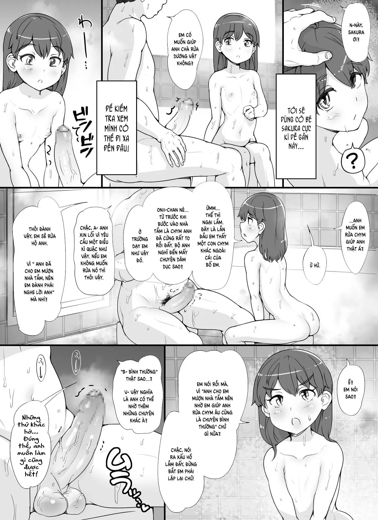 HentaiVN.net - Ảnh 9 - Dàn gái xinh trong bồn tắm [Kinjo no Onnatachi ga Nazeka Ore no Ie no Furo ni Hairi ni Kuru Ken; Những cô gái xa lạ kéo đến nhà tắm của tôi] - Chap 1 - Chơi em Loli