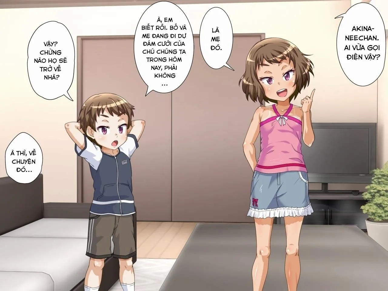 HentaiVN.net - Ảnh 3 - Home alone phiên bản 2 chị em!!! [Oya Ga Rusu Na Node Zenra De Hame Hazushichai Mashita!!] - Chap 1: Mở đầu sương sương + cầu thang