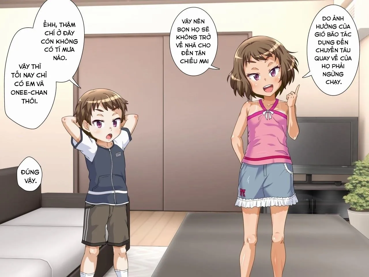 HentaiVN.net - Ảnh 4 - Home alone phiên bản 2 chị em!!! [Oya Ga Rusu Na Node Zenra De Hame Hazushichai Mashita!!] - Chap 1: Mở đầu sương sương + cầu thang