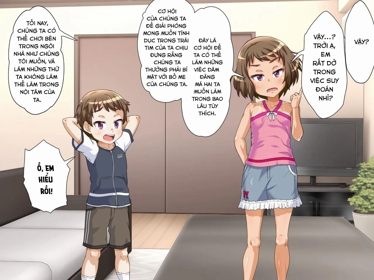 HentaiVN.net - Ảnh 6 - Home alone phiên bản 2 chị em!!! [Oya Ga Rusu Na Node Zenra De Hame Hazushichai Mashita!!] - Chap 1: Mở đầu sương sương + cầu thang