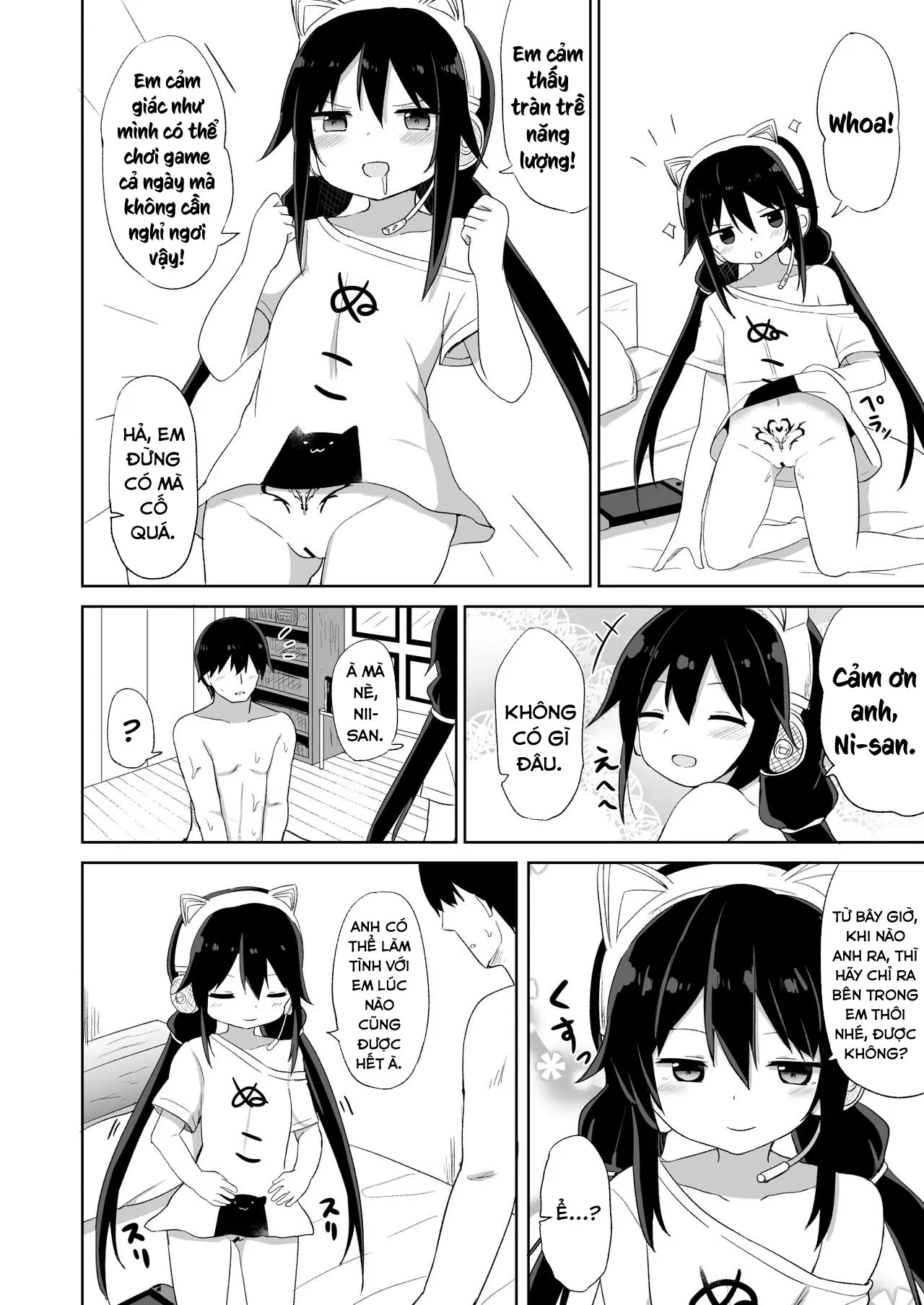 HentaiVN.net - Ảnh 21 - Đứa em trai succubus [Downer-kei Gamer Otouto ga Nii-san Sukisuki Imouto Succubus ni Naru made; From a Downer Gamer Little Brother♂ to a Little Sister♀ Succubus Who Loves Nii-san; ダウナー系ゲーマー弟が兄さん好き好き妹サキュバスになるまで] - Oneshot - Ngọt