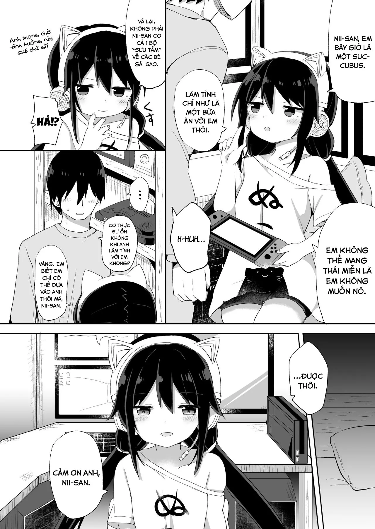HentaiVN.net - Ảnh 7 - Đứa em trai succubus [Downer-kei Gamer Otouto ga Nii-san Sukisuki Imouto Succubus ni Naru made; From a Downer Gamer Little Brother♂ to a Little Sister♀ Succubus Who Loves Nii-san; ダウナー系ゲーマー弟が兄さん好き好き妹サキュバスになるまで] - Oneshot - Ngọt