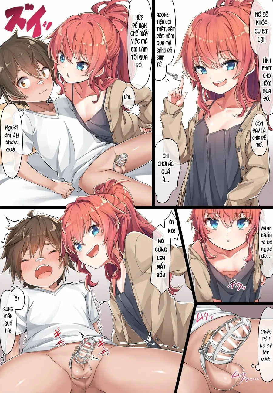 HentaiVN.net - Ảnh 3 - OneShota Kazuki-senpai [おねしょた和希先輩] - Chap 3: Khóa cái cu hư.