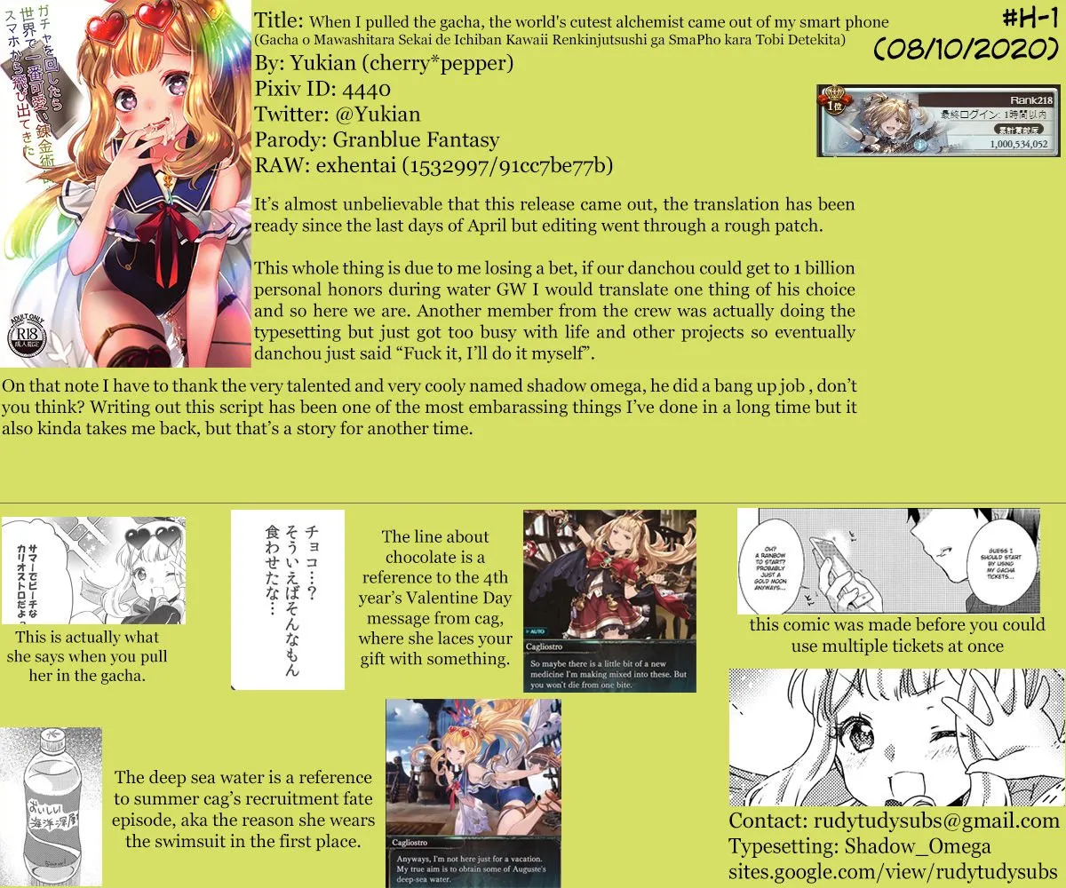 HentaiVN.net - Ảnh 29 - Quá nghiện gacha, tôi draw luôn Cagliostro ra ngoài đời thật. [Gacha o Mawashitara Sekai de Ichiban Kawaii Renkinjutsushi ga SmaPho kara Tobi Detekita; When I pulled the gacha, the world's cutest alchemist came out of my smart phone] - NGHIỆN