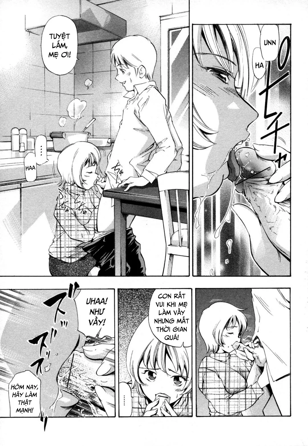 HentaiVN.net - Ảnh 6 - Midara na Haha Shishunki na Boku [Lewd Mother and My Puberty] - Chap 4 - Lén lút trong nhà bếp!