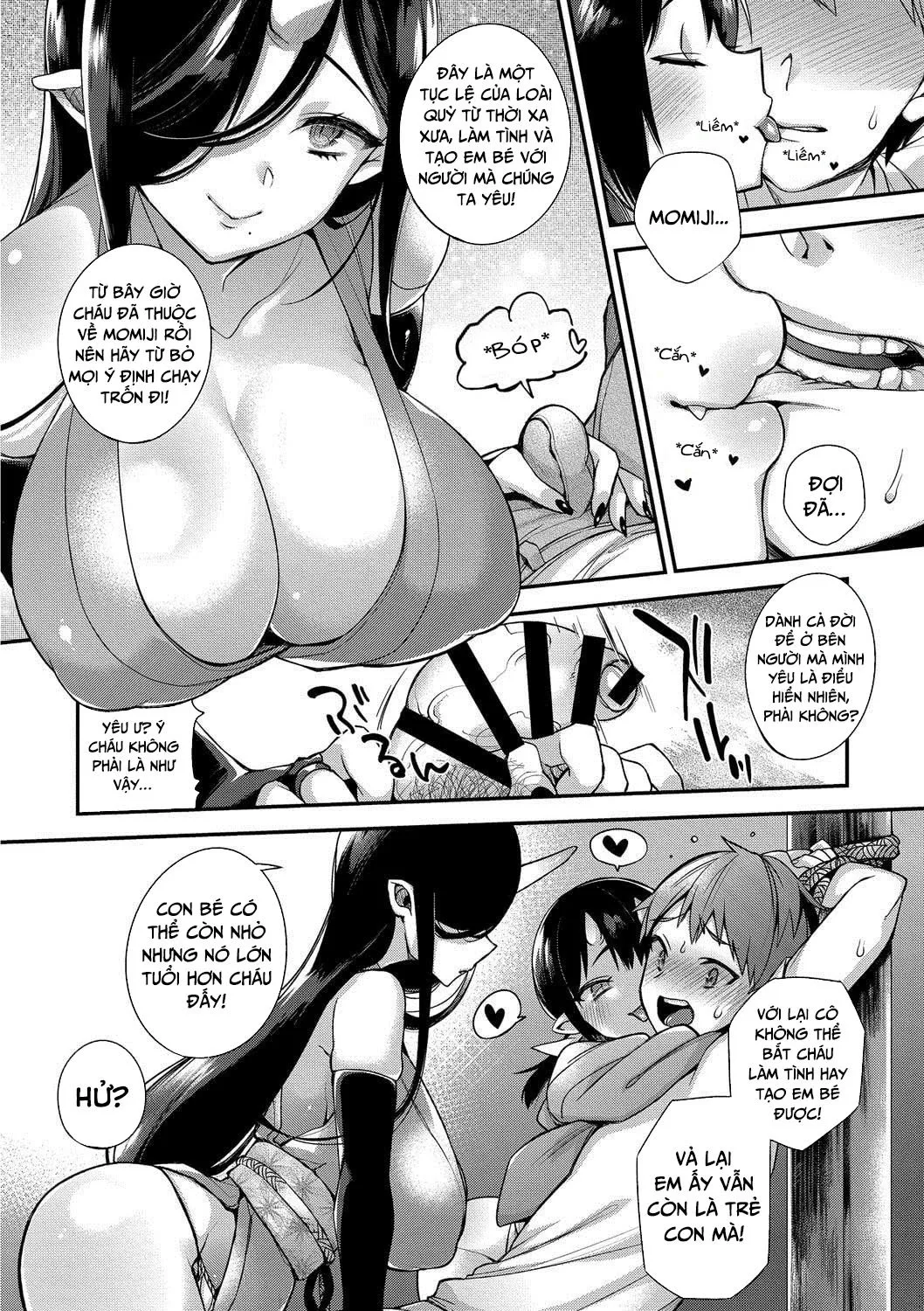 HentaiVN.net - Ảnh 8 - Vợ tôi là quỷ [Oni no Oyako wa Hito no Osu to Kozukuri ga Shitai Musume Hen] - Oneshot