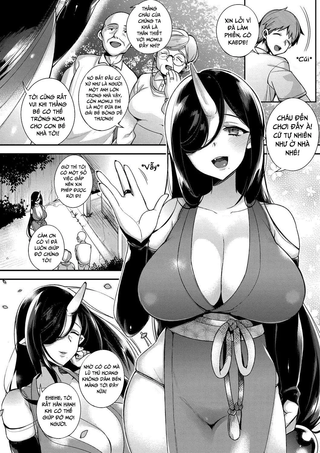 HentaiVN.net - Ảnh 3 - Vợ tôi là quỷ [Oni no Oyako wa Hito no Osu to Kozukuri ga Shitai Musume Hen] - Oneshot