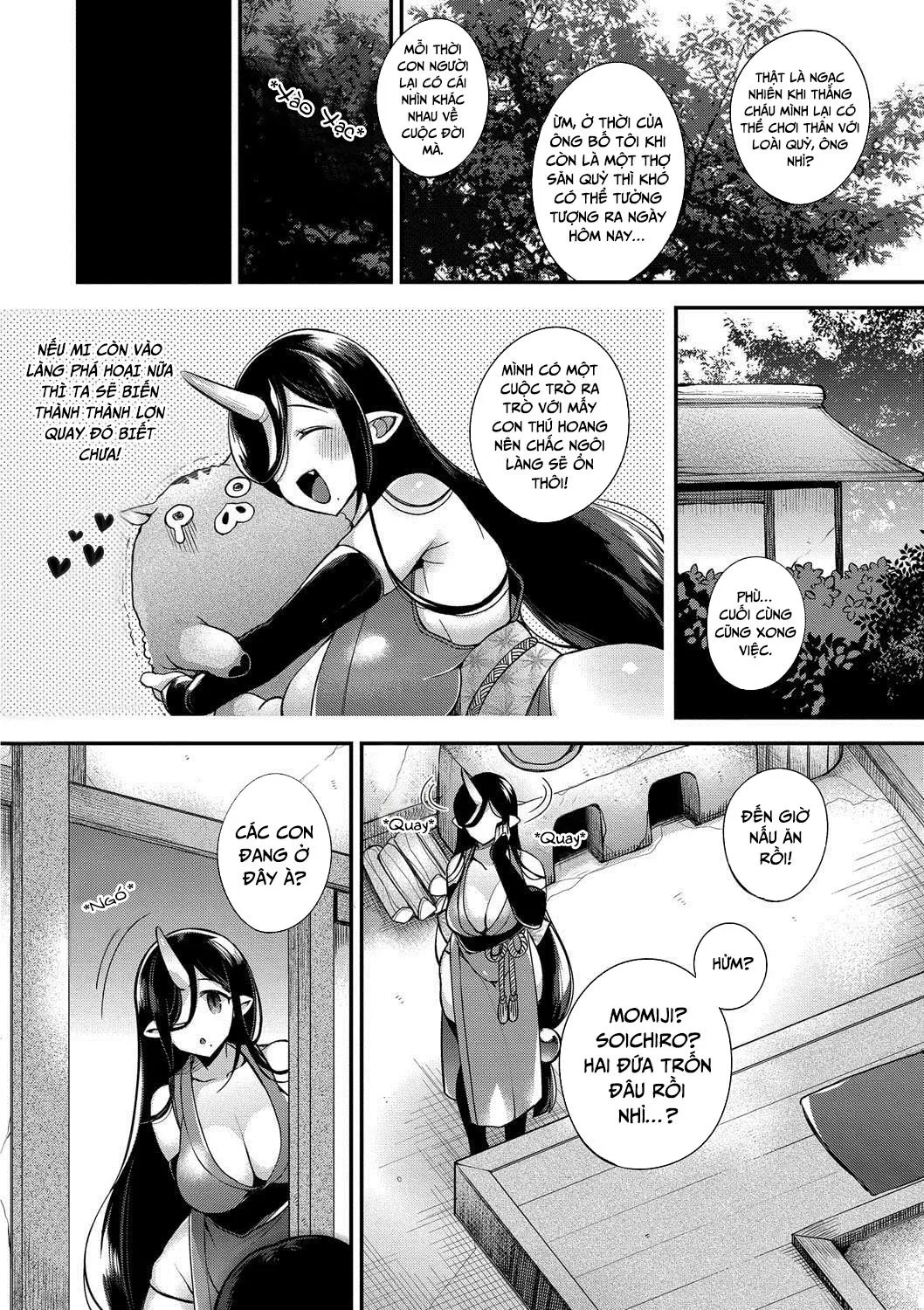 HentaiVN.net - Ảnh 4 - Vợ tôi là quỷ [Oni no Oyako wa Hito no Osu to Kozukuri ga Shitai Musume Hen] - Oneshot
