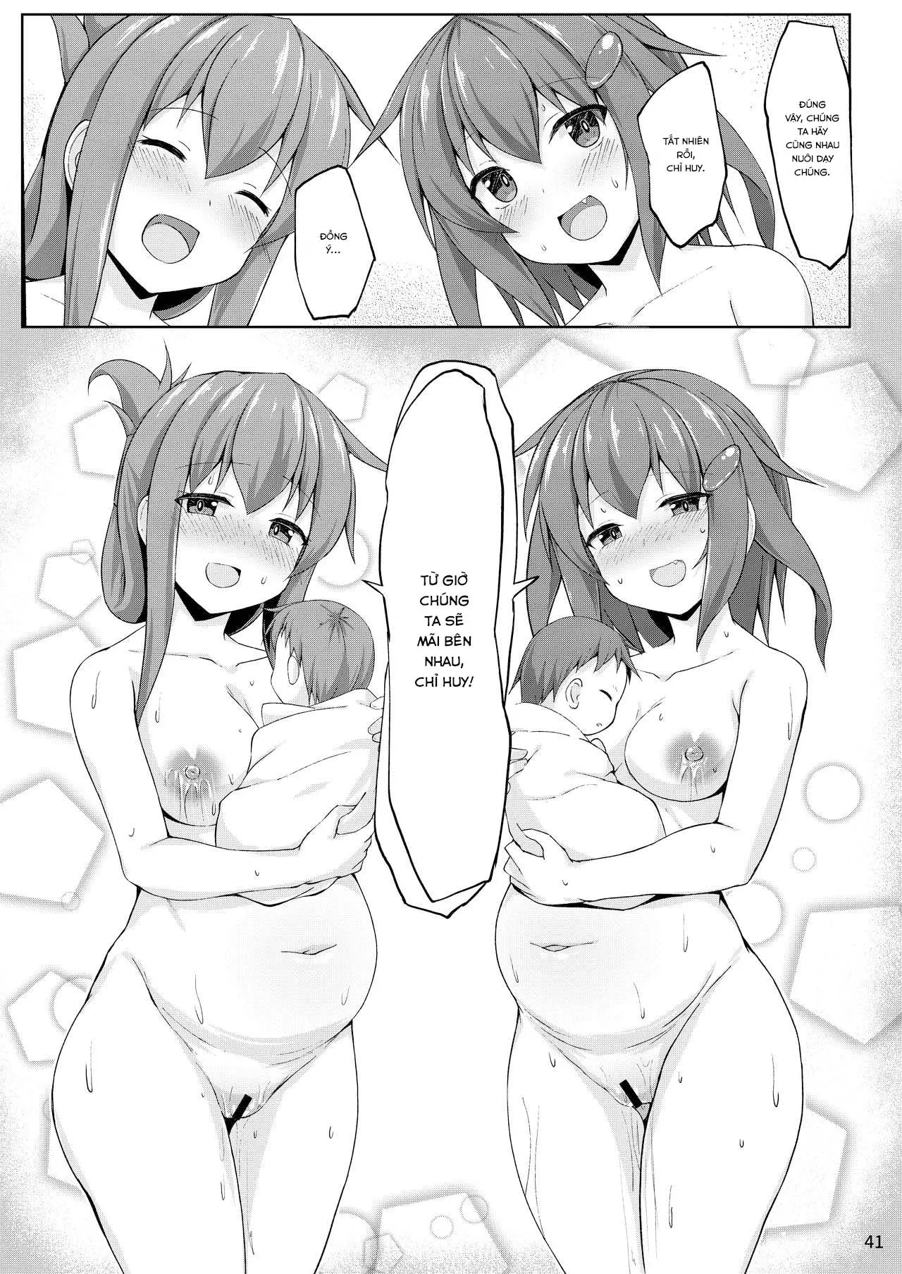 HentaiVN.net - Ảnh 41 - Ikazuchi và Inazuma muốn em bé của chỉ huy!! (Kantai Collection -KanColle-) [Ikazuchi to Inazuma wa Shireikan no Aka-chan ga Hoshii no desu!!; Ikazuchi and Inazuma Wants the Admiral's Babies!!] - Chap 2: END