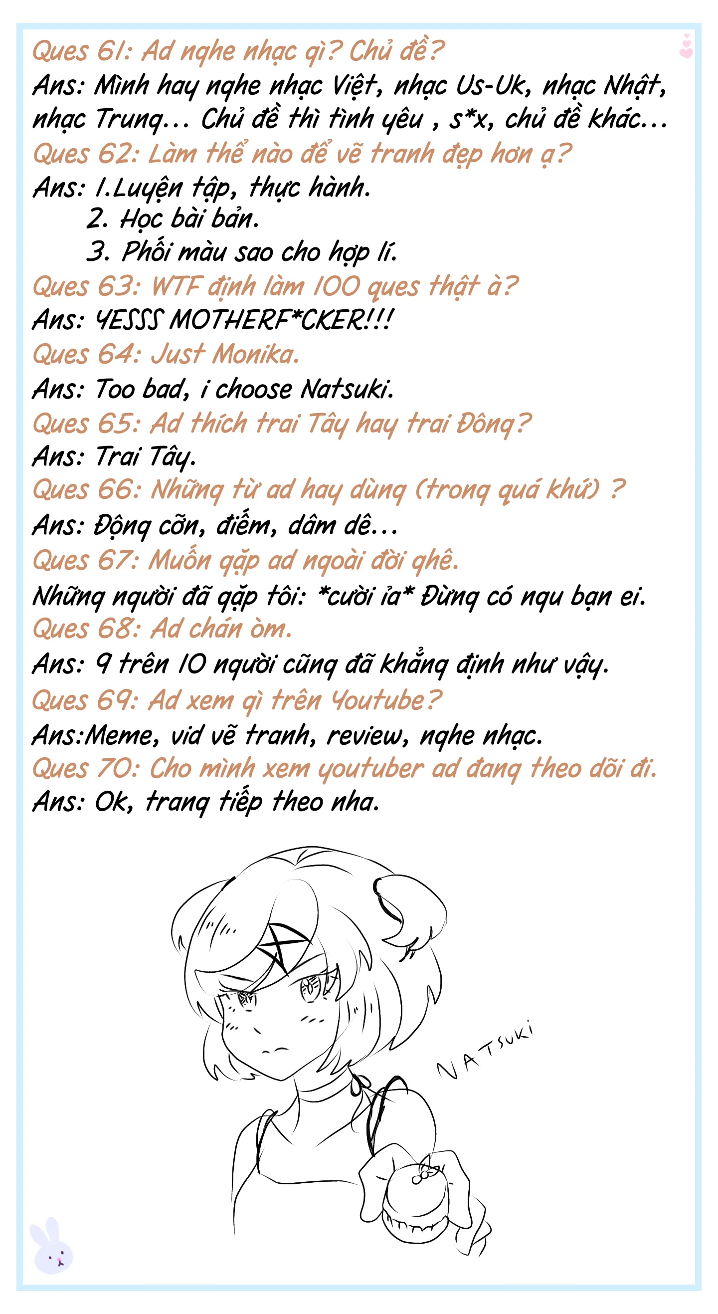 HentaiVN.net - Ảnh 10 - Never Forget, Never Forgive [Truyện Ngày Xưa, The Pen] - Q n A (Tự hỏi tự trả lời)