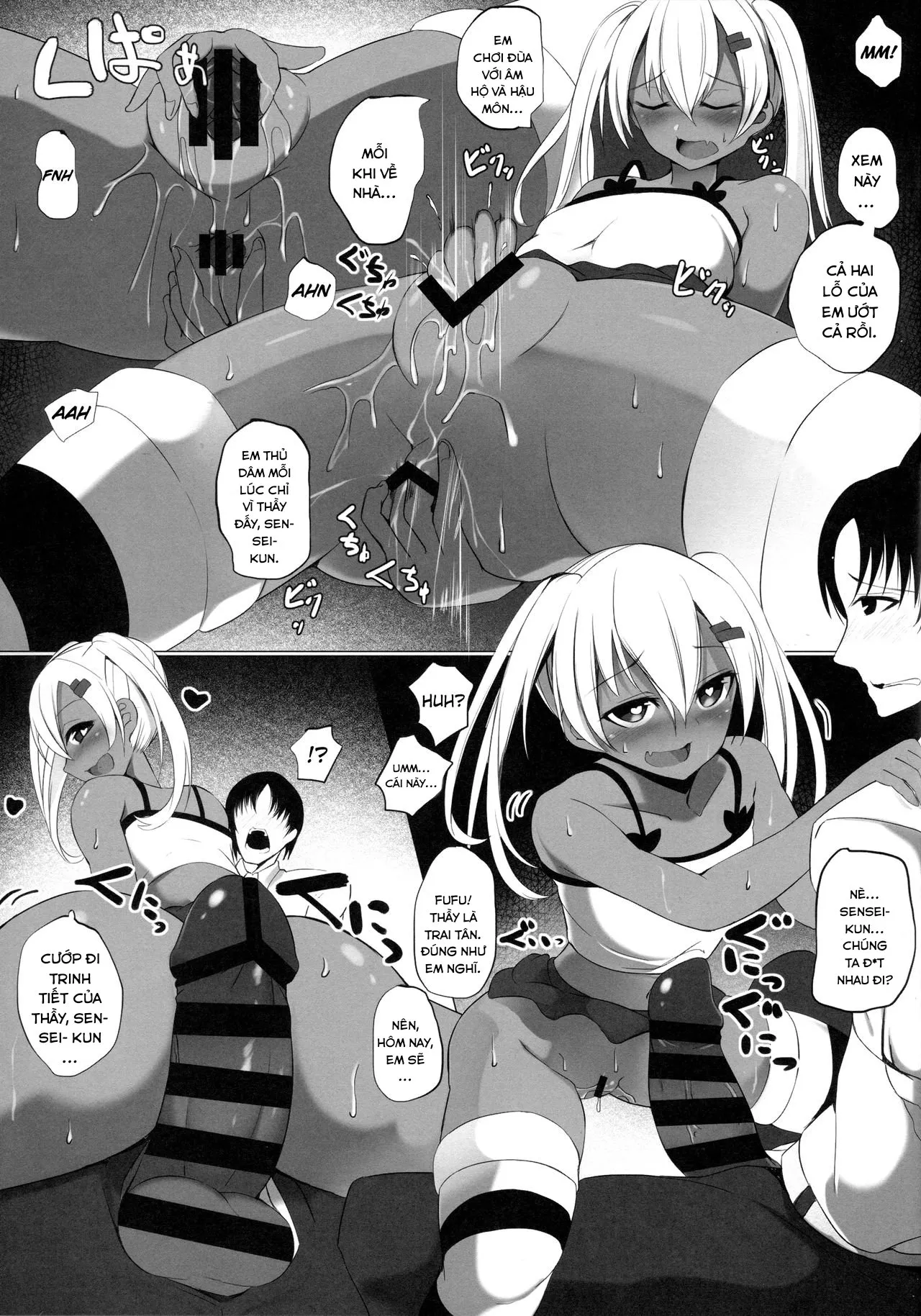 HentaiVN.net - Ảnh 11 - Cô bé da màu đĩ đượi. [Black Bitch Girl; ブラックビッチガール] - Oneshot