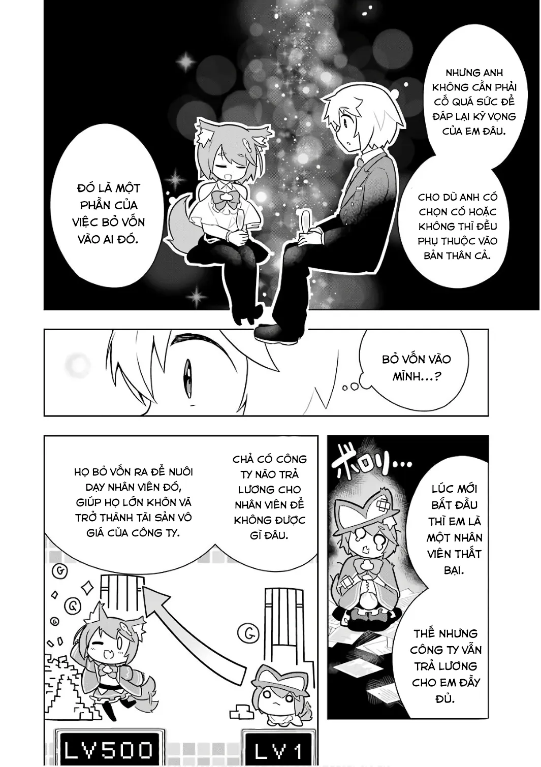 HentaiVN.net - Ảnh 24 - Tôi không có duyên với Bạch Ma Thuật, thế còn Hắc Ma Thuật thì sao? [Wakamono no Kuro Mahou Hanare ga Shinkoku desu ga, Shuushoku shite Mitara Taiguu Iishi, Shachou mo Tsukaima mo Kawaikute Saikou desu!] - Chap 5 [Buổi yến tiệc chào mừng!]